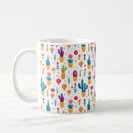 Schattig Blauw & Lavendel Bloemen Cactus Script Mo Koffiemok
