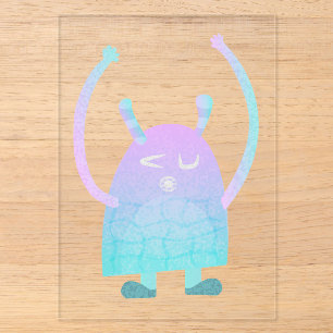 Schattig Blauw Monster Acryl Uitnodigingen