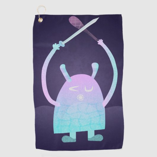 Schattig Blauw Monster Golfhanddoek (Voorkant)