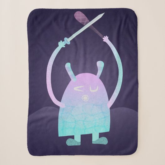 Schattig Blauw Monster Sherpa Deken (Voorkant)