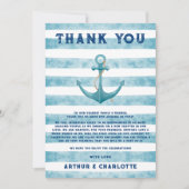 Schattig blauw nautische zeiler aquarel Baby showe Bedankkaart (Voorkant)