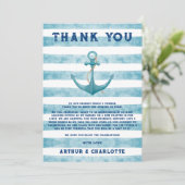 Schattig blauw nautische zeiler aquarel Baby showe Bedankkaart (Staand voorkant)