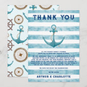 Schattig blauw nautische zeiler aquarel Baby showe Bedankkaart (Voorkant / Achterkant)