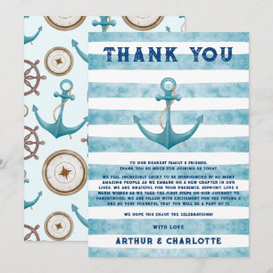 Schattig blauw nautische zeiler aquarel Baby showe Bedankkaart