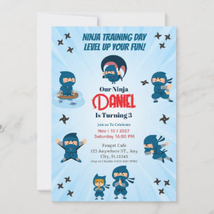 Schattig Blauw Ninja Team Jongens Verjaardagsfeest Kaart