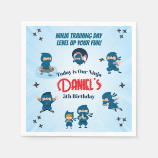 Schattig Blauw Ninja Team Jongens Verjaardagsfeest Servet