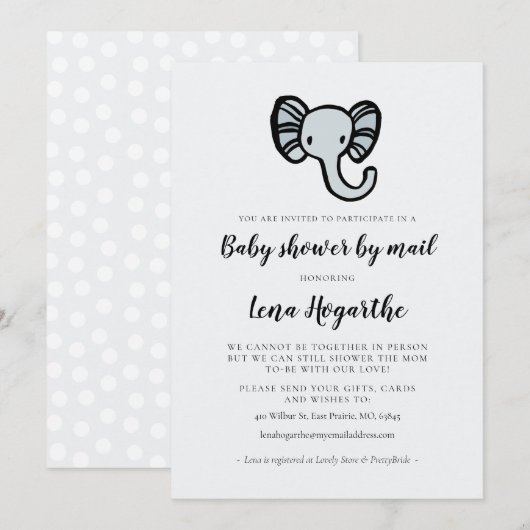 Schattig blauw olifant Baby shower per mail Kaart (Voorkant / Achterkant)