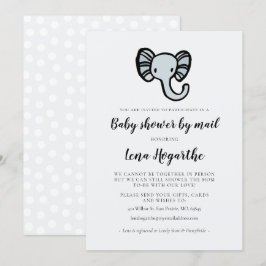 Schattig blauw olifant Baby shower per mail Kaart