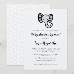 Schattig blauw olifant Baby shower per mail Kaart