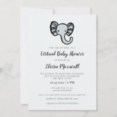 Schattig blauw olifant Virtual Baby shower Kaart (Voorkant)