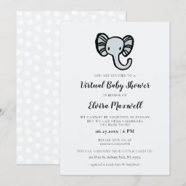 Schattig blauw olifant Virtual Baby shower Kaart