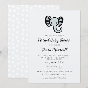 Schattig blauw olifant Virtual Baby shower Kaart