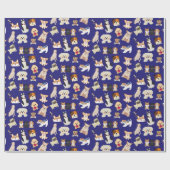 Schattig blauw omslagpapier voor honden cadeaupapier (Vlak)