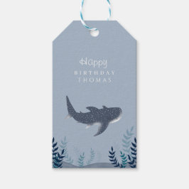 Schattig blauw onder het Zee Manta Ray Birthday Cadeaulabel