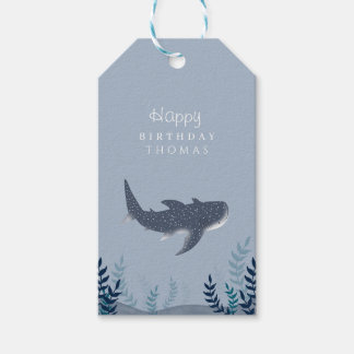 Schattig blauw onder het Zee Manta Ray Birthday Cadeaulabel