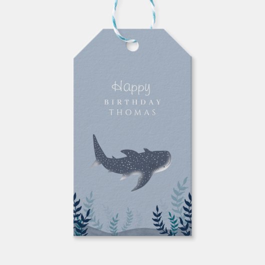 Schattig blauw onder het Zee Manta Ray Birthday Cadeaulabel (Voorkant)