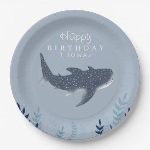 Schattig blauw onder het Zee Manta Ray Birthday Papieren Bordje