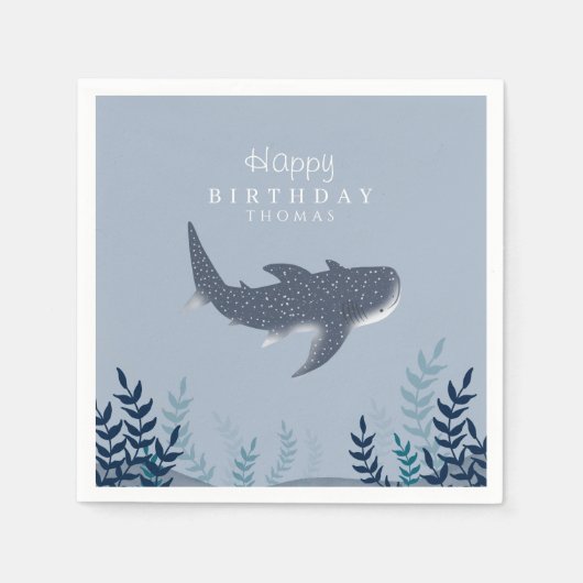 Schattig blauw onder het Zee Manta Ray Birthday Servet (Voorkant)