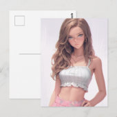 Schattig blauw oog vrouw briefkaart (Voorkant / Achterkant)