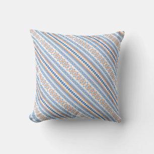 Schattig blauw oranje Azteeks stam motiefpatroon Kussen