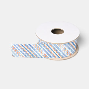 Schattig blauw oranje Azteeks tribale motiefpatroo Grosgrain Lint
