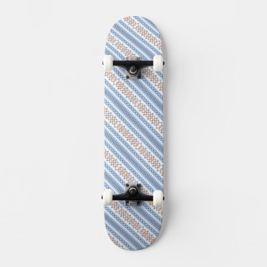 Schattig blauw oranje Azteeks tribale motiefpatroo Persoonlijk Skateboard (Voorkant)