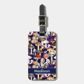 Schattig blauw paddestoel schimmels tuin patroon bagagelabel (Voorkant verticaal)