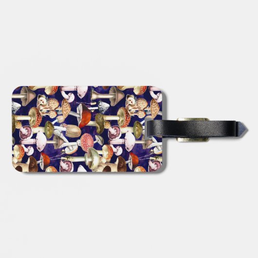 Schattig blauw paddestoel schimmels tuin patroon bagagelabel (Achterkant horizontaal)