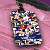 Schattig blauw paddestoel schimmels tuin patroon bagagelabel