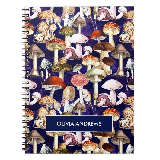 Schattig blauw paddestoel schimmels tuin patroon notitieboek (Voorkant)