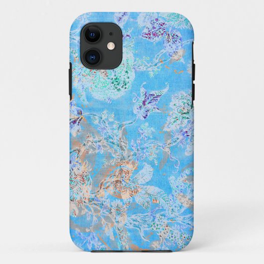 Schattig blauw pastelkleurig bloemmotief Case-Mate iPhone case (Achterkant)