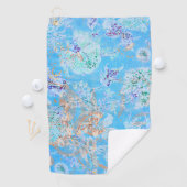 Schattig blauw pastelkleurig bloemmotief golfhanddoek (Insitu)