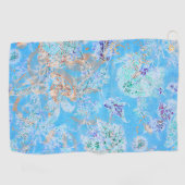 Schattig blauw pastelkleurig bloemmotief golfhanddoek (Horizontaal)