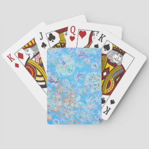 Schattig blauw pastelkleurig bloemmotief pokerkaarten