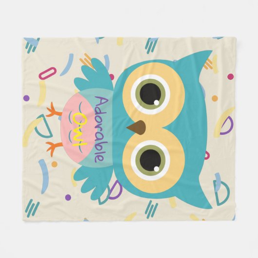 Schattig blauw pastelpatroon kinder fleece deken (Voorkant (Horizontaal))