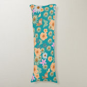 Schattig blauw patroon bloemkonijnen lichaamskussen (Voorkant Verticaal)