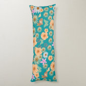 Schattig blauw patroon bloemkonijnen lichaamskussen (Achterkant (Verticaal))