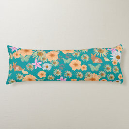 Schattig blauw patroon bloemkonijnen lichaamskussen