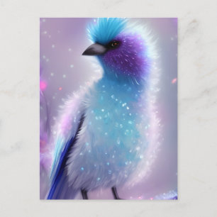 Schattig blauw pluizig vogel Graphic Briefkaart