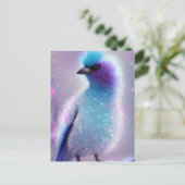 Schattig blauw pluizig vogel Graphic Briefkaart (Staand voorkant)