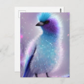Schattig blauw pluizig vogel Graphic Briefkaart (Voorkant / Achterkant)