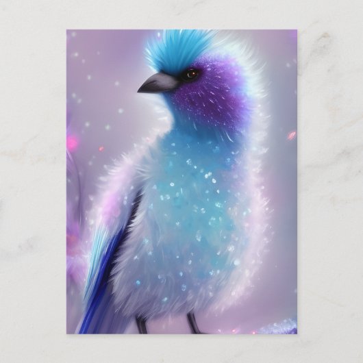 Schattig blauw pluizig vogel Graphic Briefkaart (Voorkant)