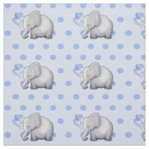Schattig blauw poka Dots Elephants Baby Nursery Stof