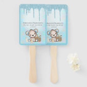 Schattig Blauw Popsicle Glitter Drip Picknick Baby Handwaaier (Voorkant en achterkant)