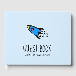 Schattig blauw raket baby boy Baby shower Gastenboek