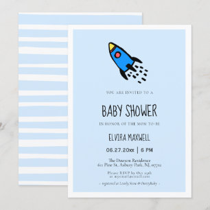 Schattig blauw raket baby boy Baby shower Kaart