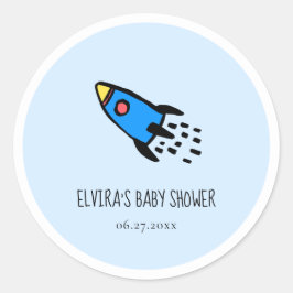 Schattig blauw raket baby boy Baby shower Ronde Sticker