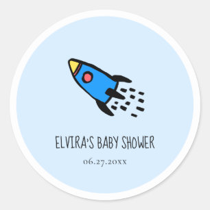 Schattig blauw raket baby boy Baby shower Ronde Sticker