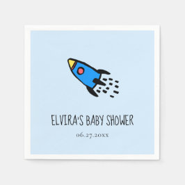 Schattig blauw raket baby boy Baby shower Servet