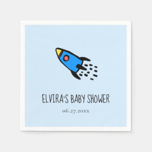 Schattig blauw raket baby boy Baby shower Servet